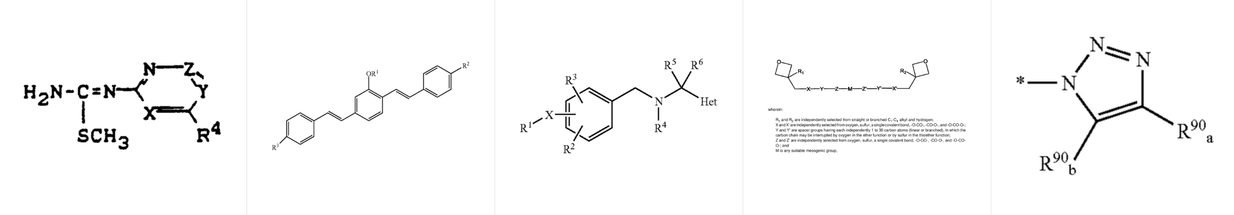 Examples of Markush structures from patents.